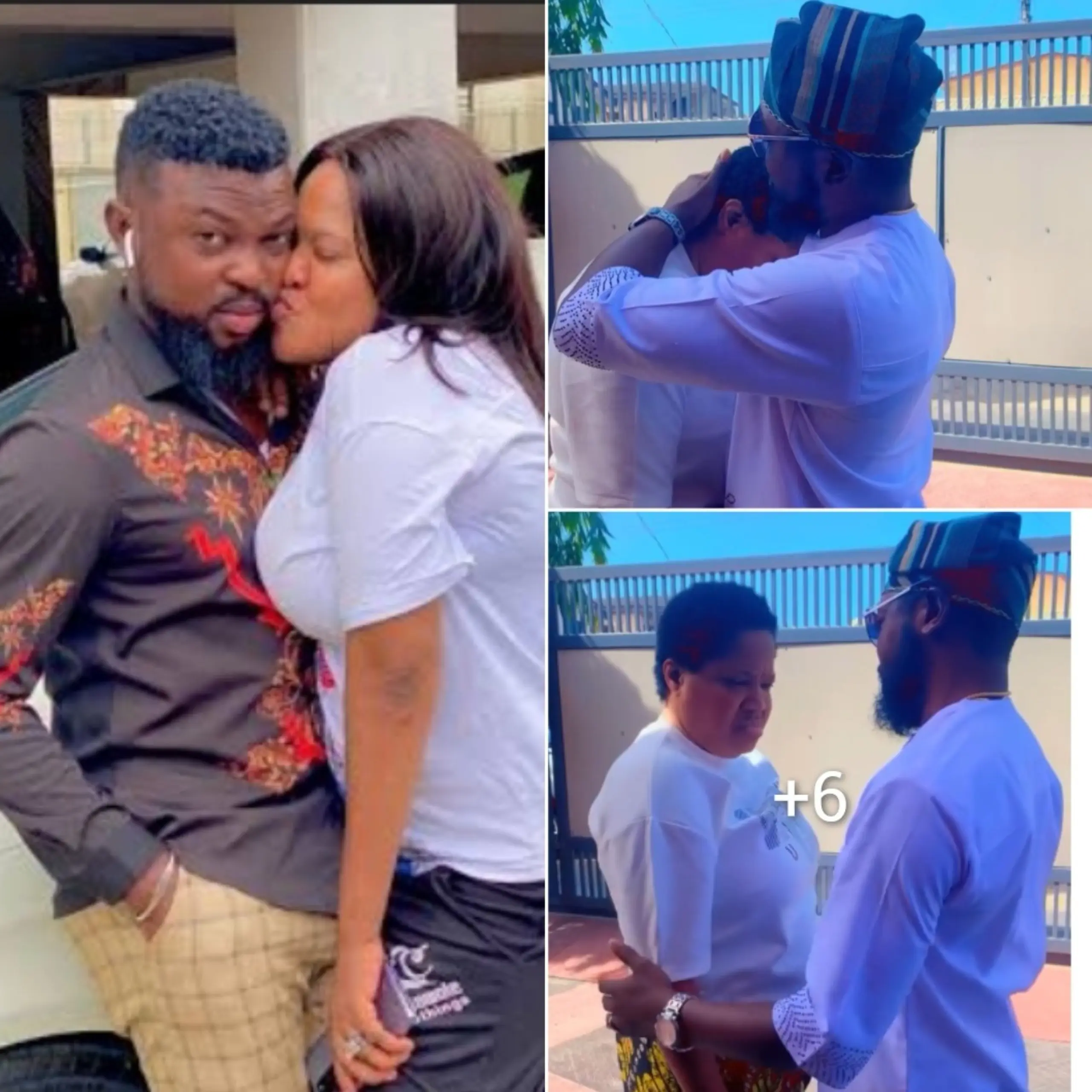 “Please Let The Singles Breeeet”- Fans Gush As Toyin Abraham Cry Like A Baby As Her Husband, Kolawole Ajeyemi Visit Her On A Movie Set ‎