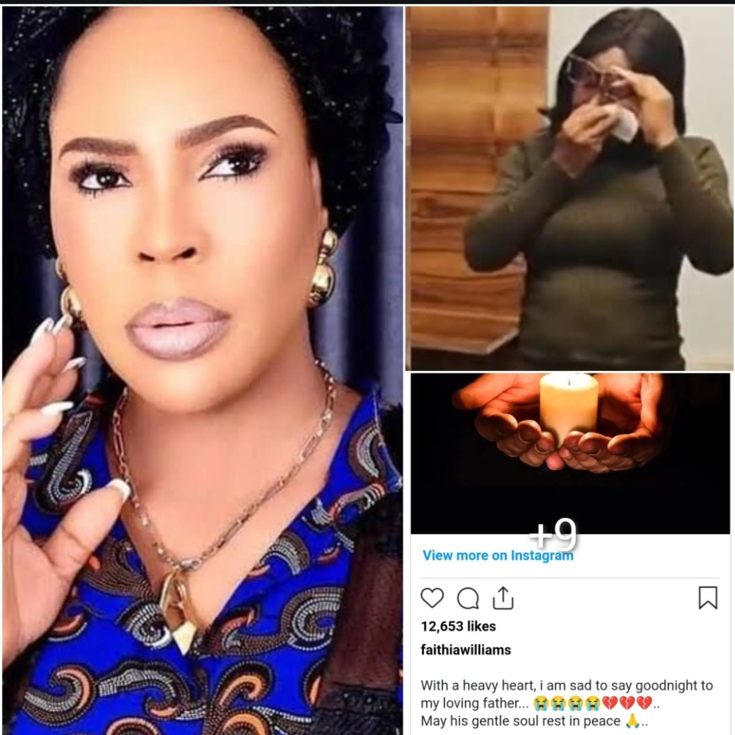 “My Heart Is Heavy And Saad”– Nollywood Actress Faithia William Loss His Father ‎