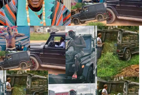 Portable cries out as White Man was seen using his N200 million naira G-Wagon to carry crops from the farm.